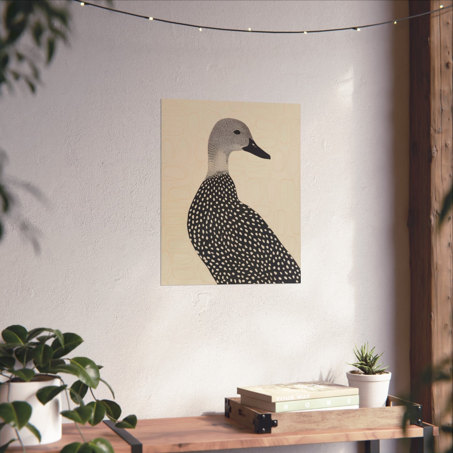 Guillemot Bird Fine Art Poster – Minimalist Black & Beige Nature Print