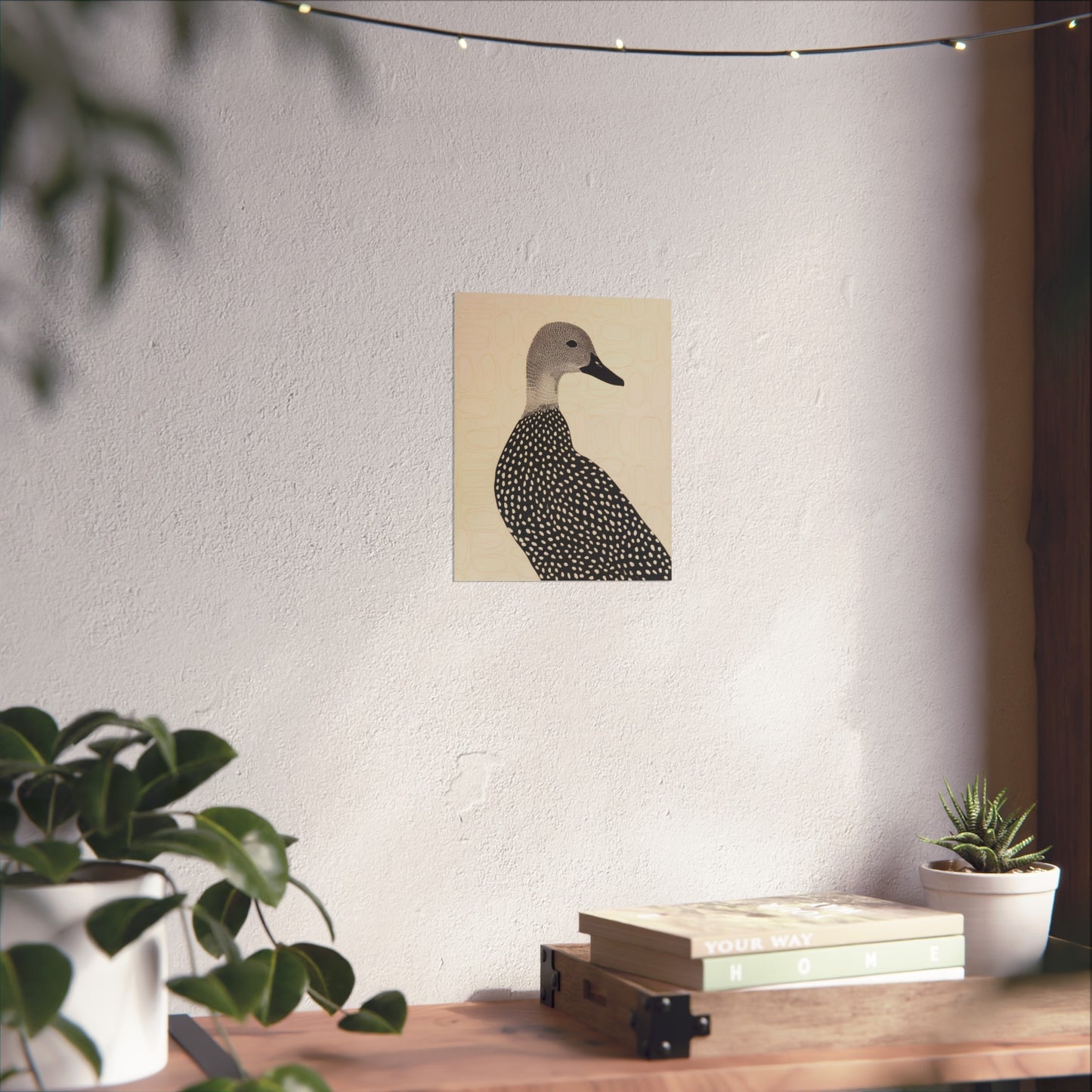 Guillemot Bird Fine Art Poster – Minimalist Black & Beige Nature Print