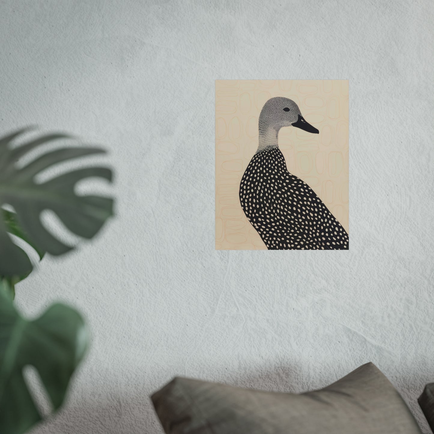 Guillemot Bird Fine Art Poster – Minimalist Black & Beige Nature Print