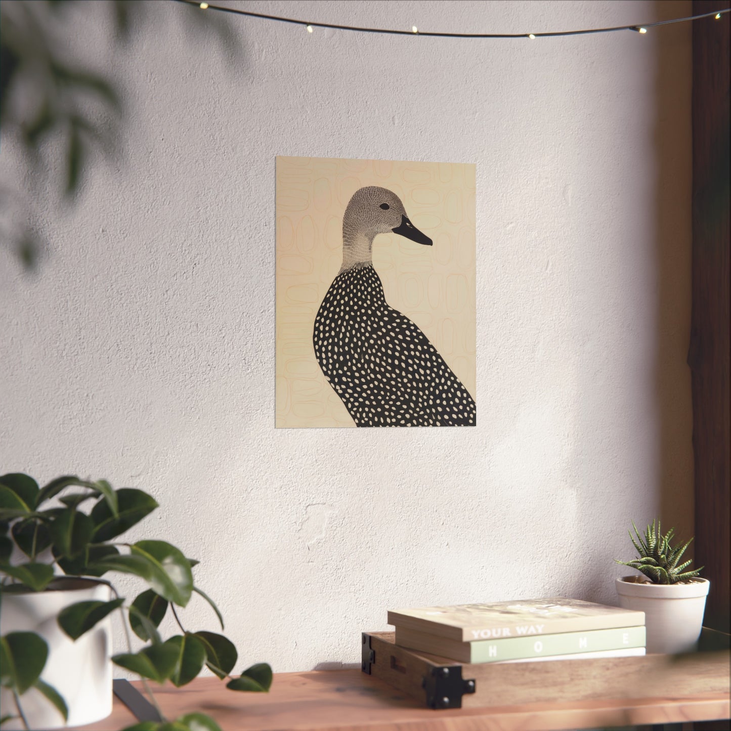 Guillemot Bird Fine Art Poster – Minimalist Black & Beige Nature Print