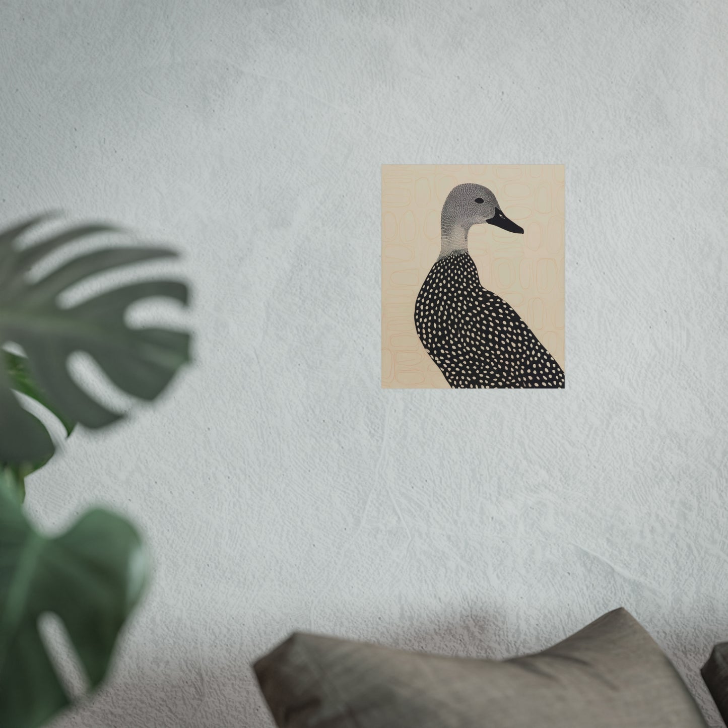 Guillemot Bird Fine Art Poster – Minimalist Black & Beige Nature Print