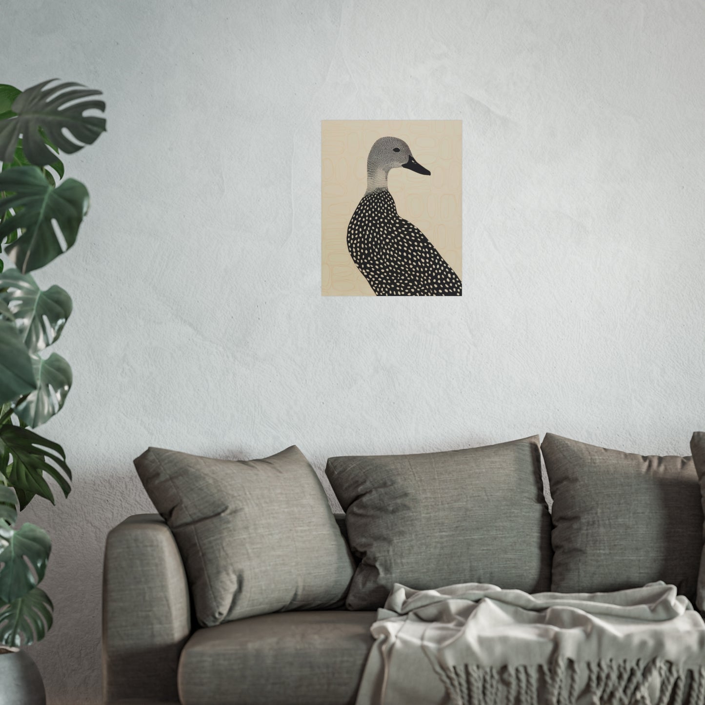 Guillemot Bird Fine Art Poster – Minimalist Black & Beige Nature Print