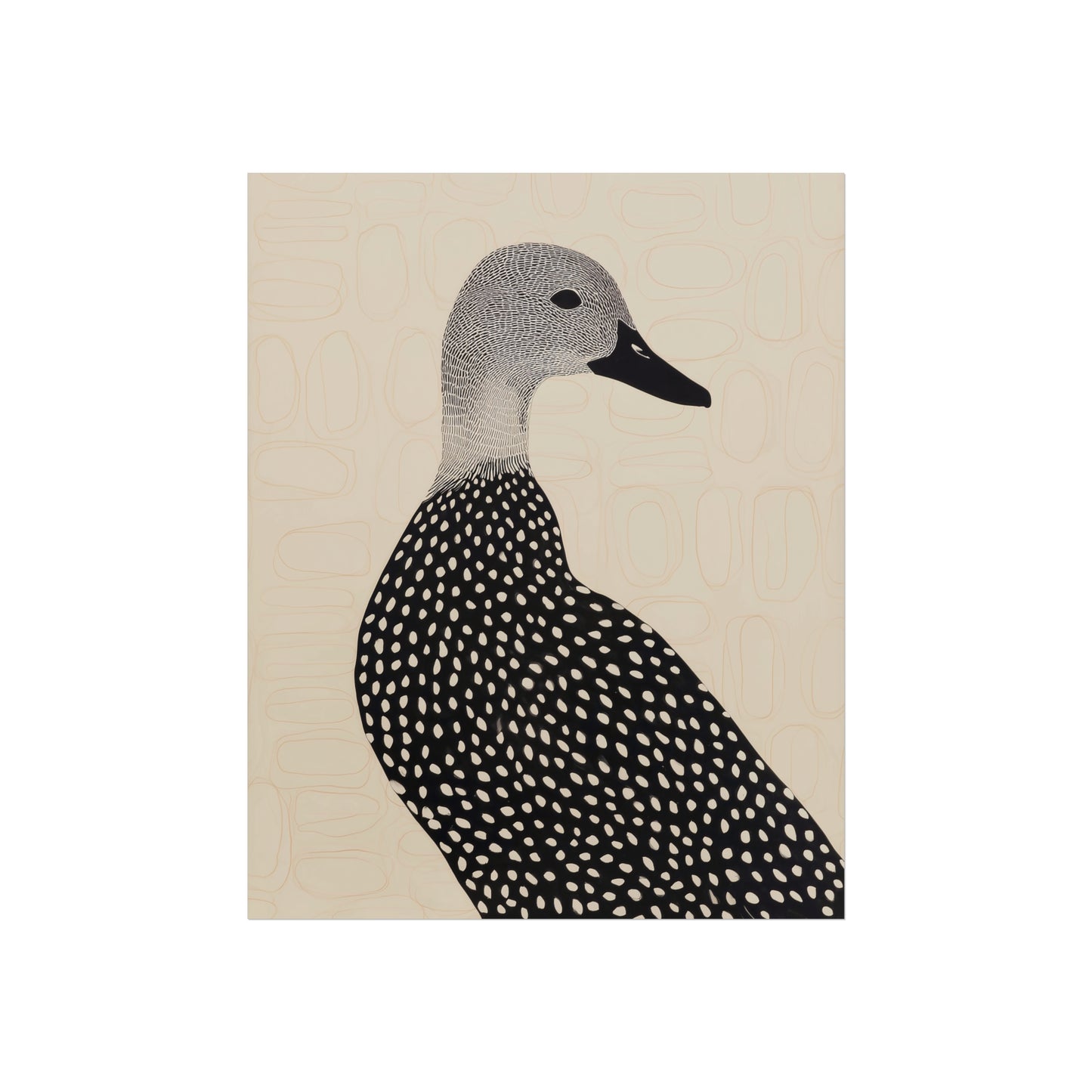 Guillemot Bird Fine Art Poster – Minimalist Black & Beige Nature Print