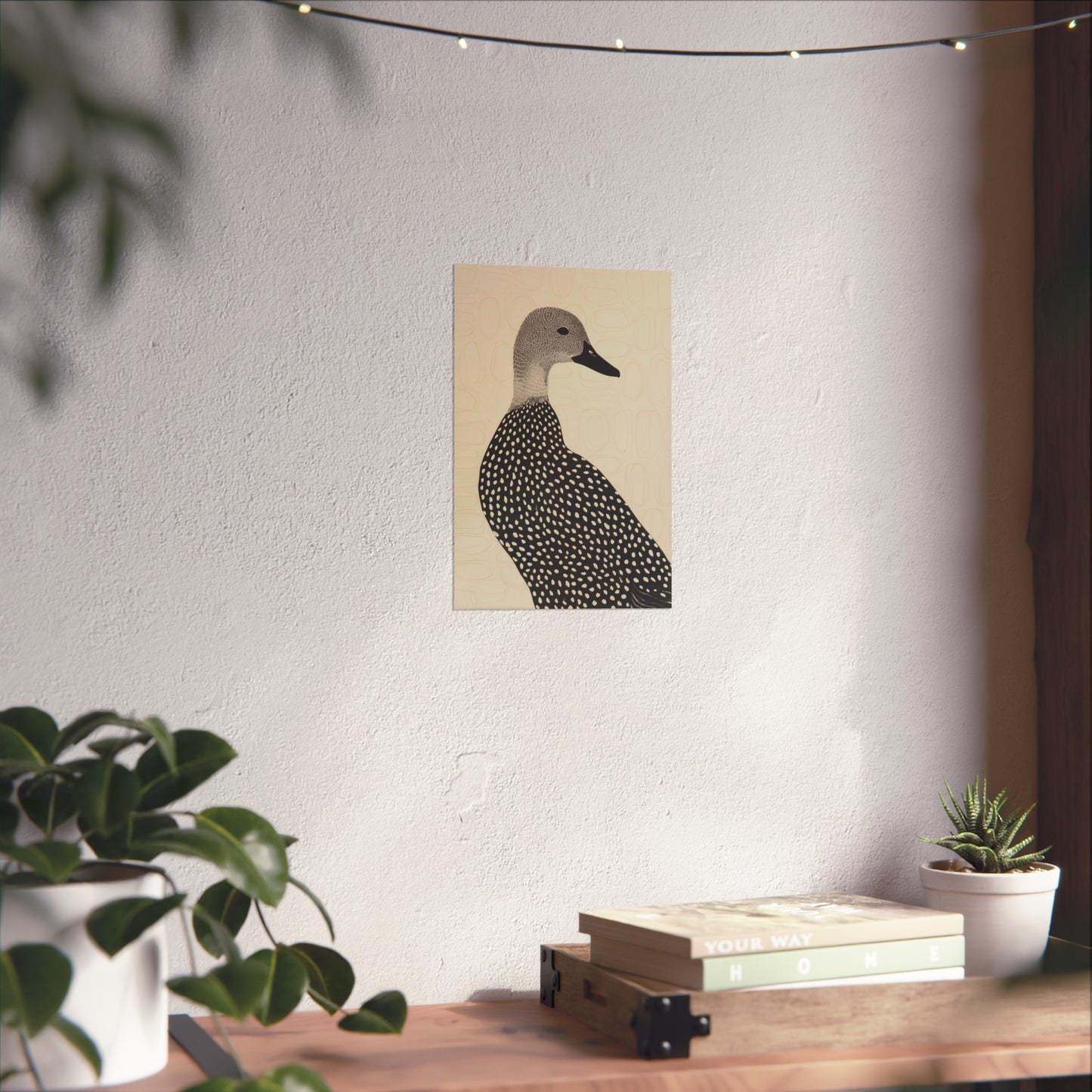 Guillemot Bird Fine Art Poster – Minimalist Black & Beige Nature Print