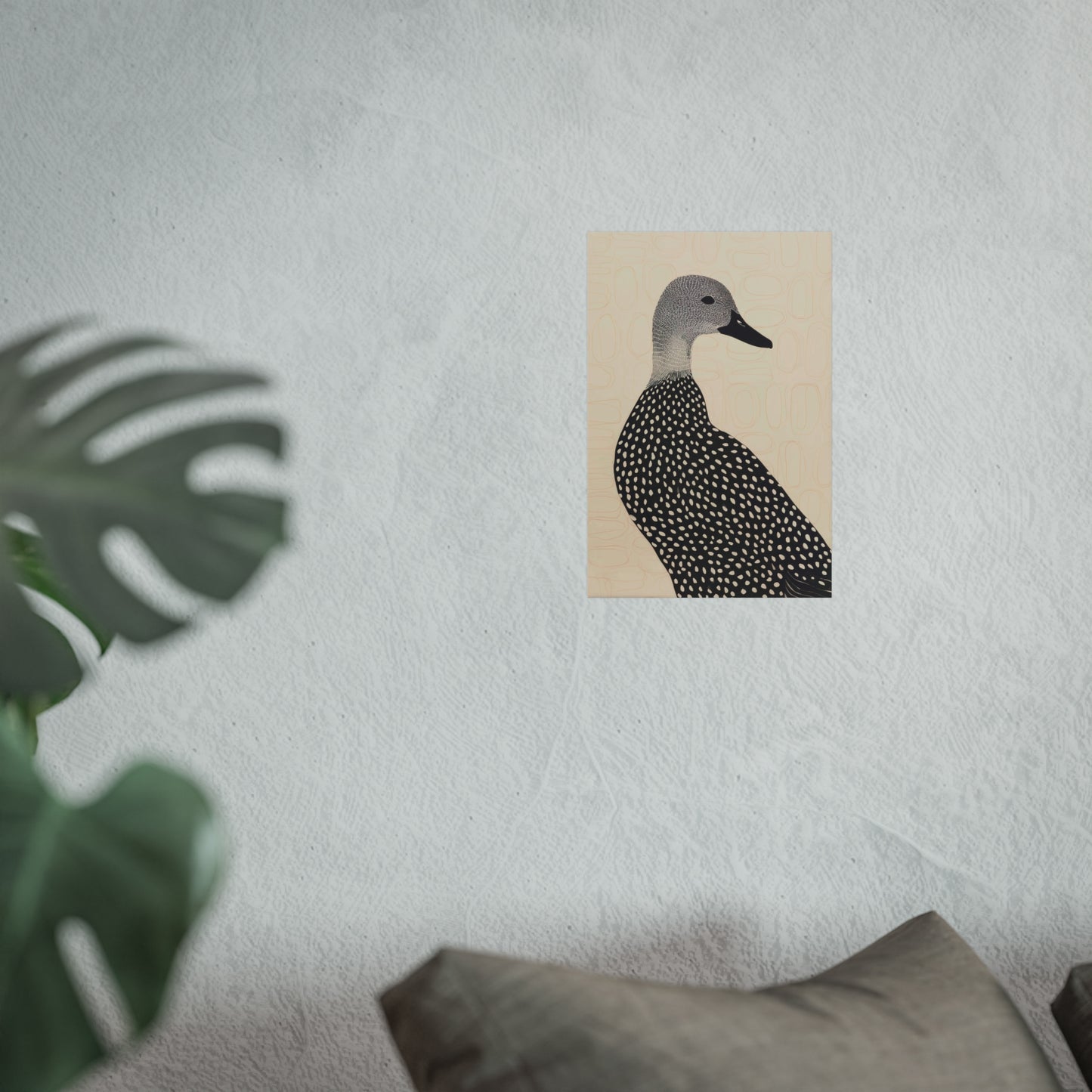 Guillemot Bird Fine Art Poster – Minimalist Black & Beige Nature Print