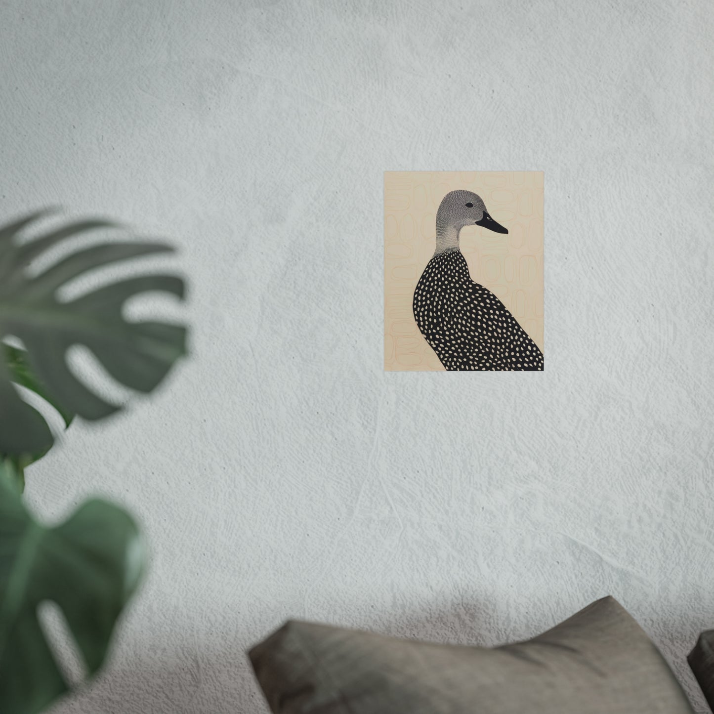 Guillemot Bird Fine Art Poster – Minimalist Black & Beige Nature Print