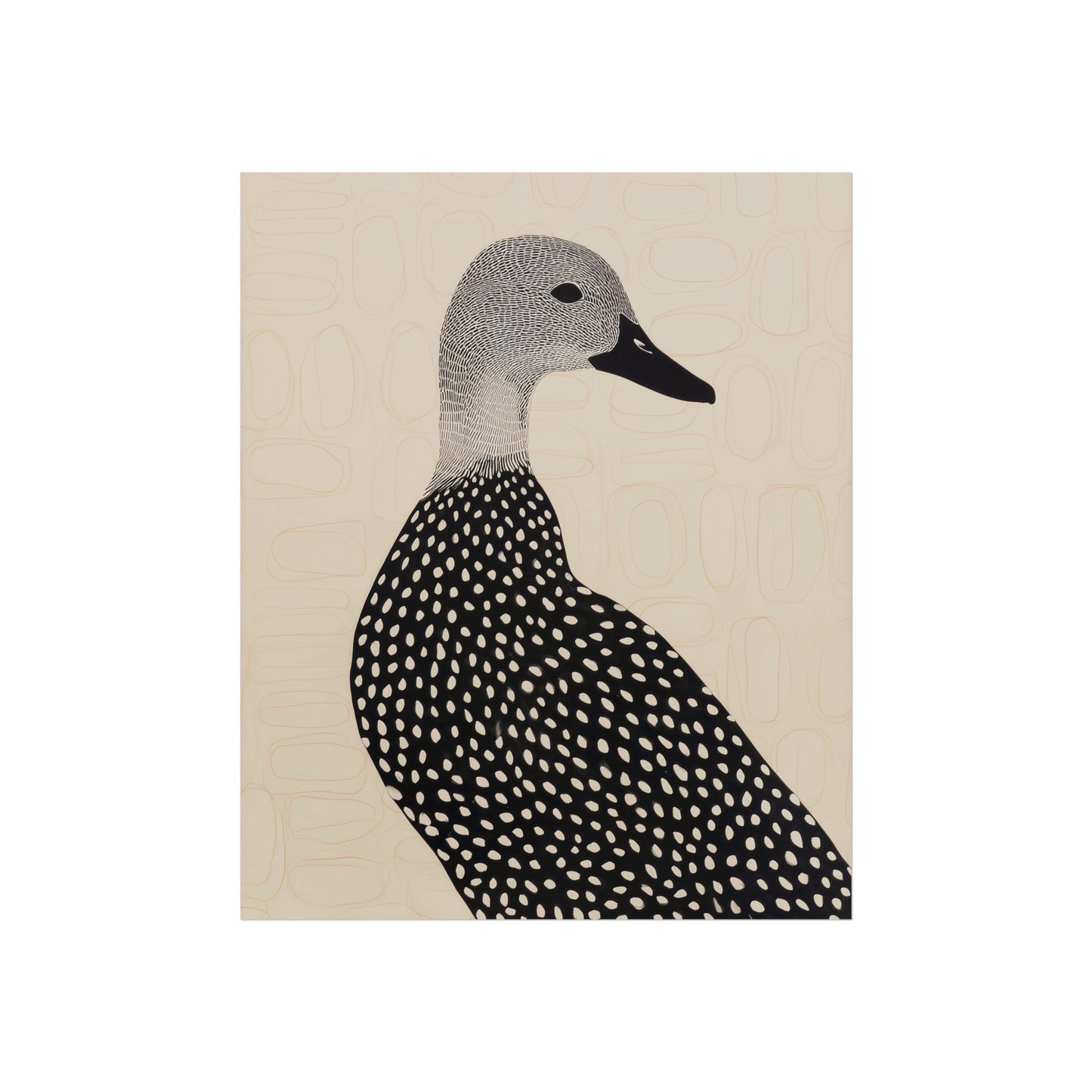 Guillemot Bird Fine Art Poster – Minimalist Black & Beige Nature Print