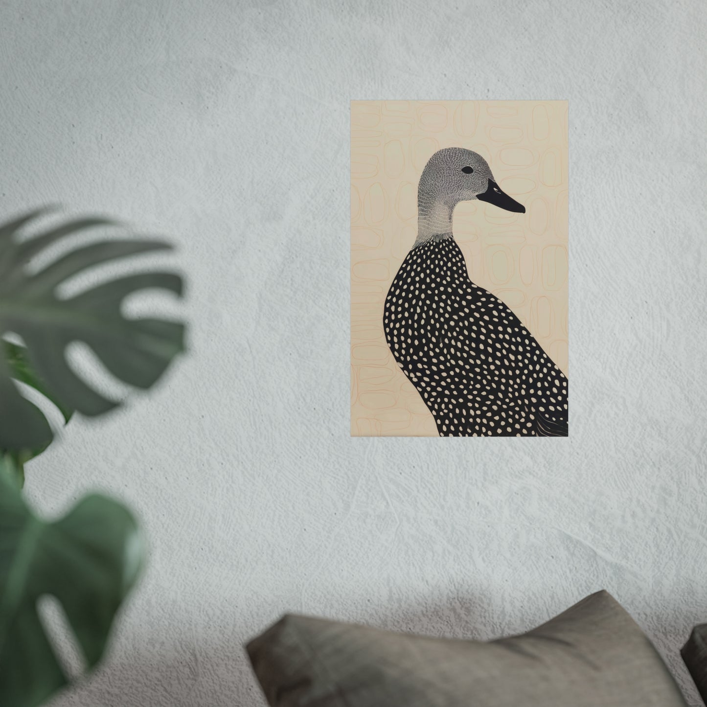 Guillemot Bird Fine Art Poster – Minimalist Black & Beige Nature Print