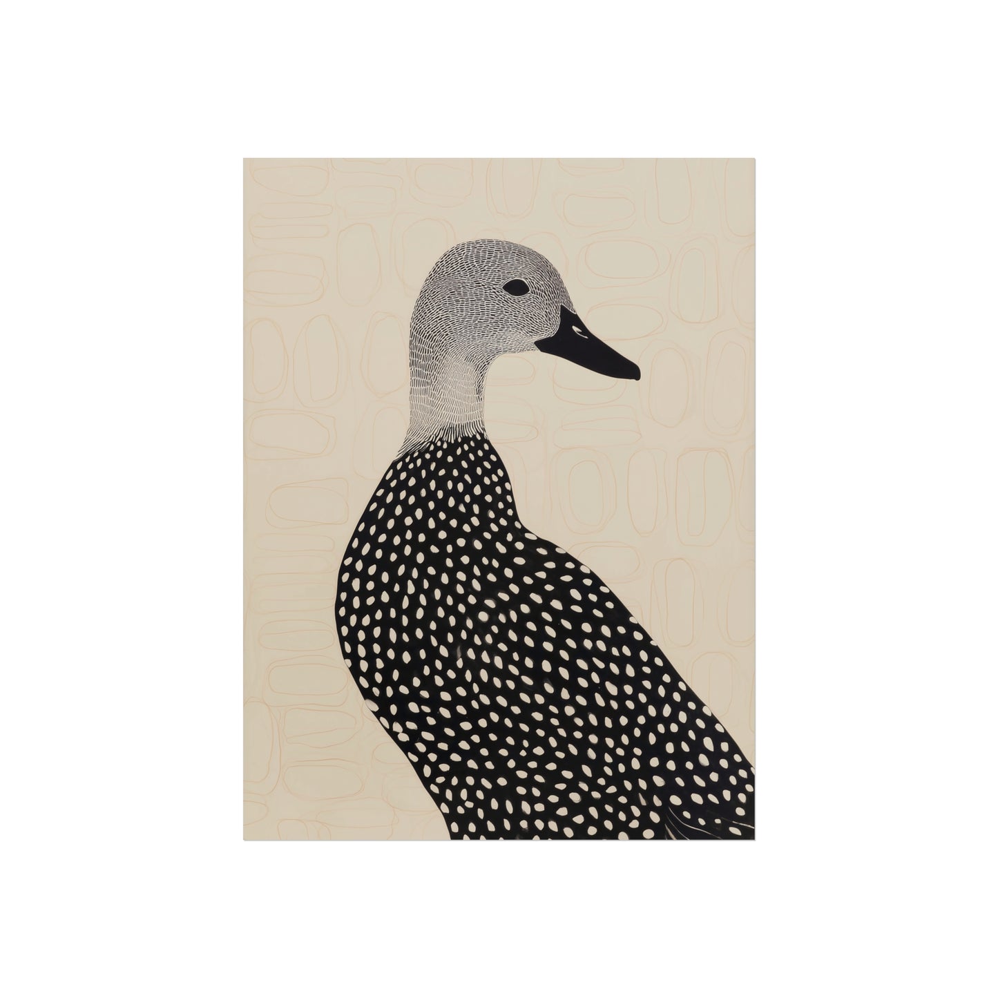 Guillemot Bird Fine Art Poster – Minimalist Black & Beige Nature Print