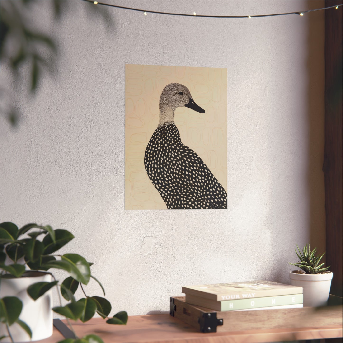 Guillemot Bird Fine Art Poster – Minimalist Black & Beige Nature Print