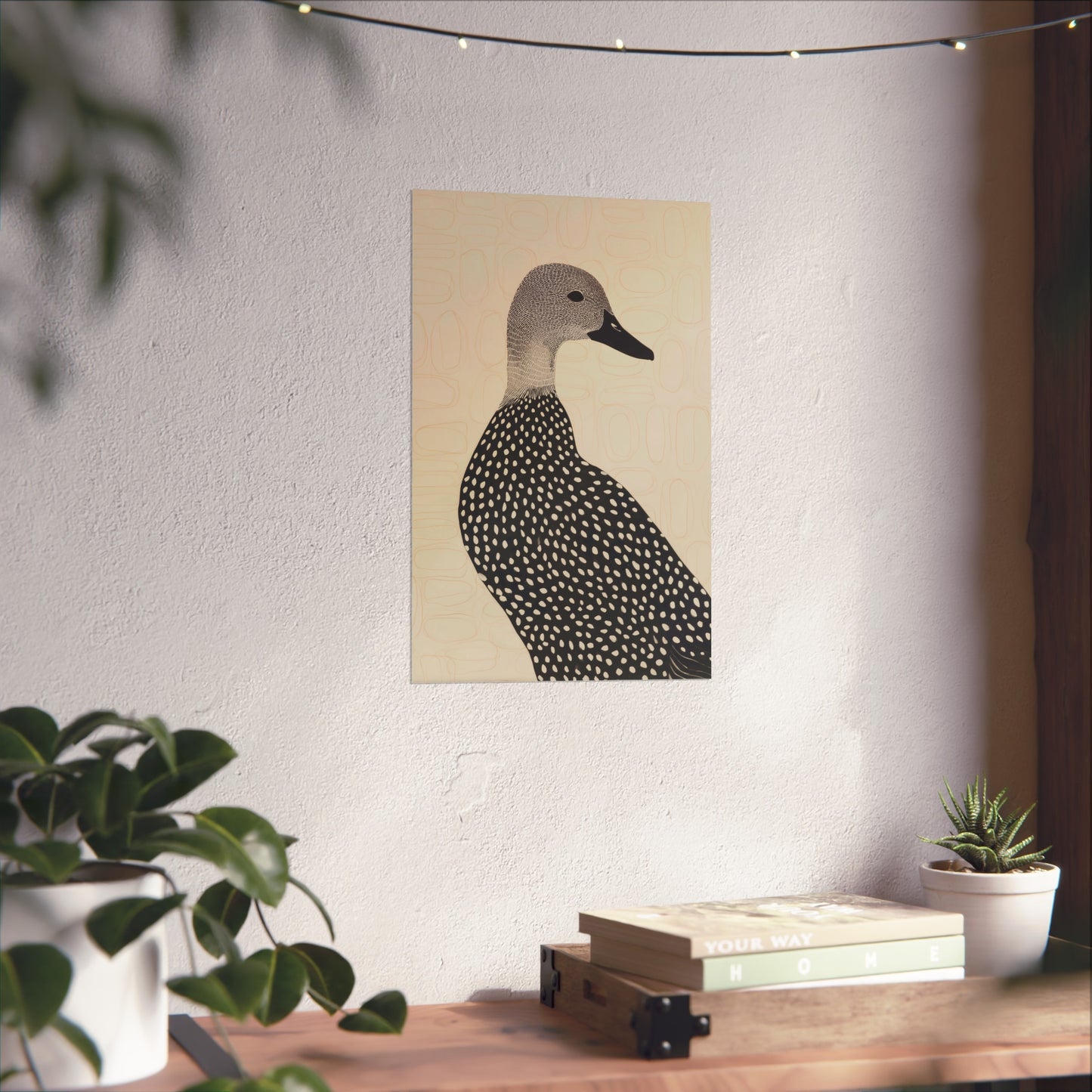 Guillemot Bird Fine Art Poster – Minimalist Black & Beige Nature Print