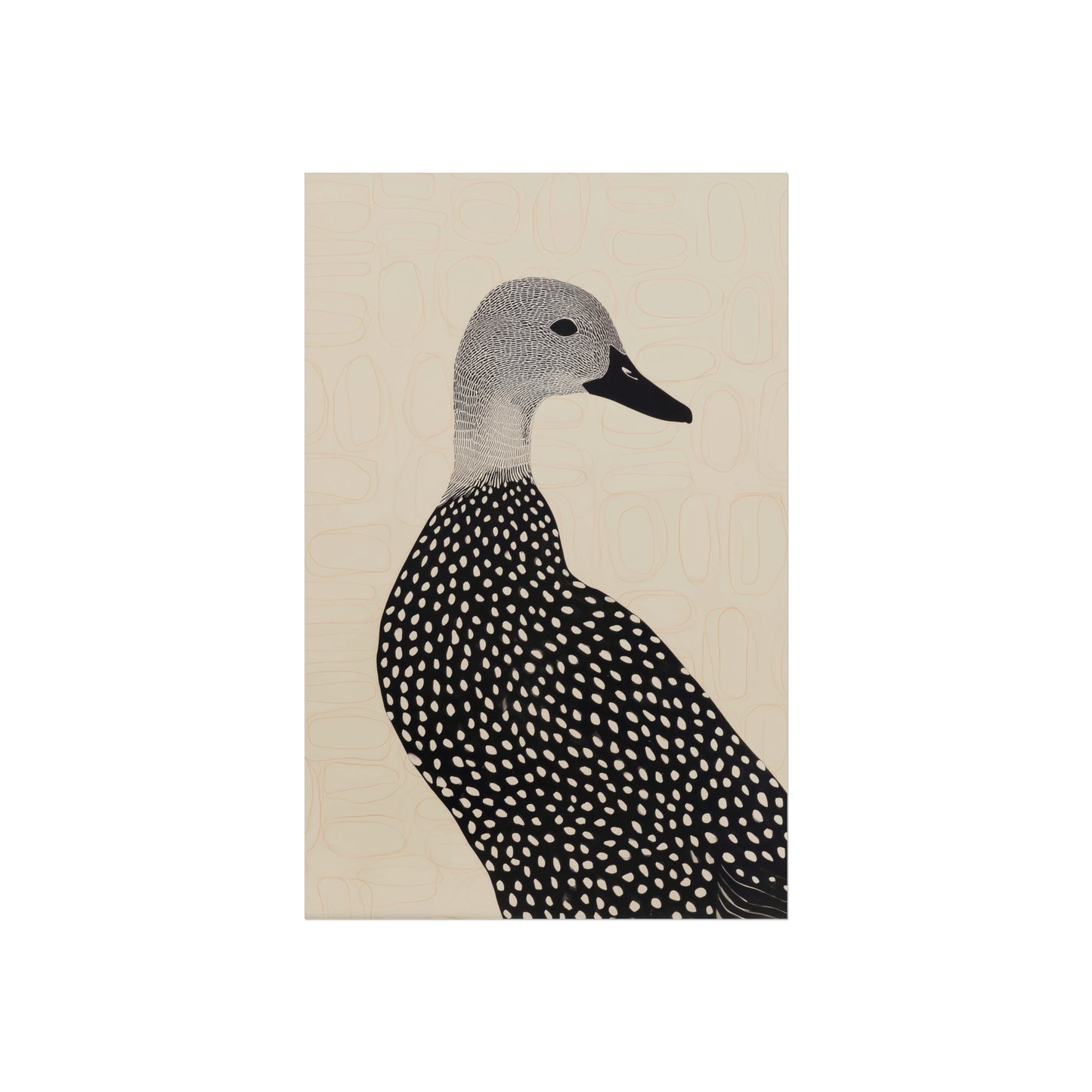 Guillemot Bird Fine Art Poster – Minimalist Black & Beige Nature Print
